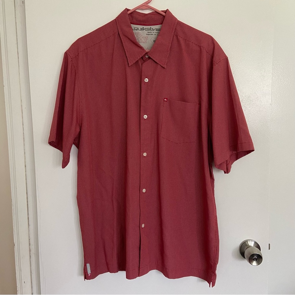 Quicksilver Red Gingham Aloha Shirt